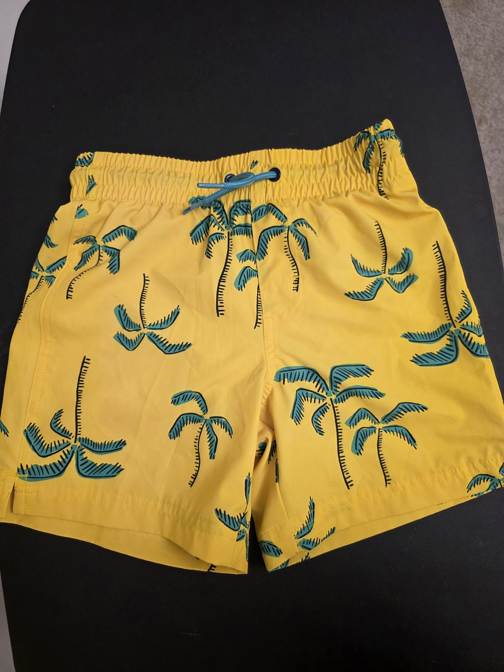 Old Navy Yellow Swim Trunks with Teal Palm Print